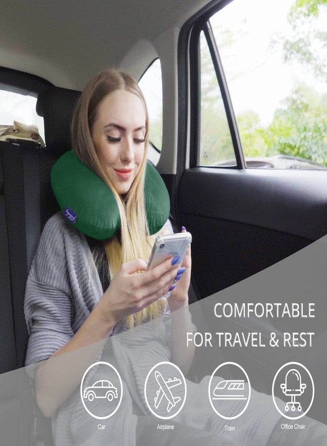 Fabuday Neck Pillow for Travel Memory Foam - Travel Pillows for Sleeping Airplane with Attachable Snap Strap Soft Washable Cover, Flight Pillow for Traveling, Car, Provide Head Neck Support Dark Green - Image 3